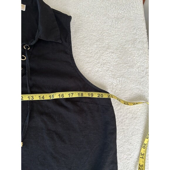 Michael Kors Sleeveless Linen Top Lace Up Grommets Whimsigoth Steampunk SzLarge - Picture 3 of 5